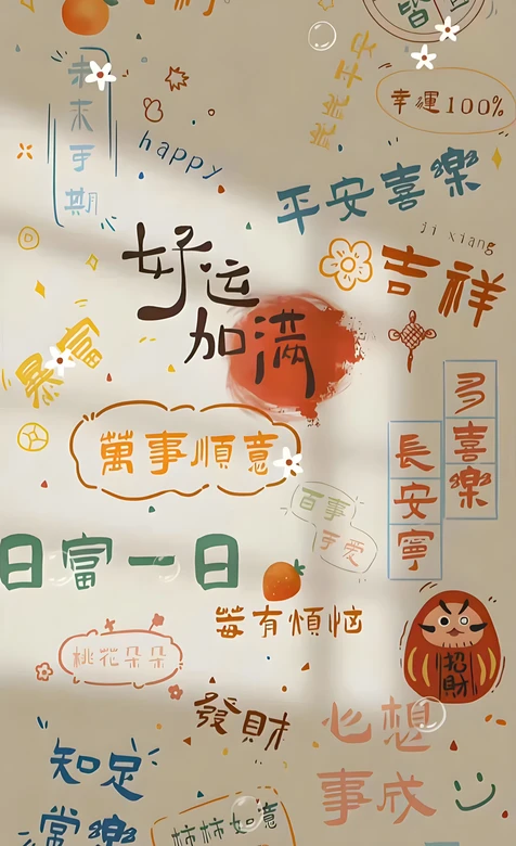吉祥文字集合·国风手绘手机壁纸 吉祥寓意高热度壁纸