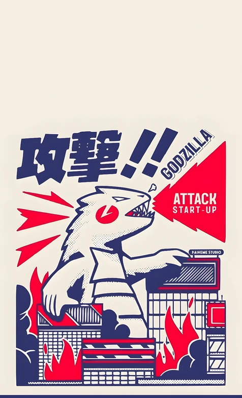 哥斯拉·攻击启动 日式街头风热血手机壁纸