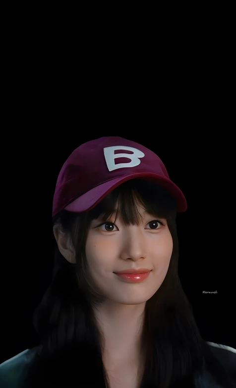 裴秀智·酒红B字帽 写实风高质感人像壁纸
