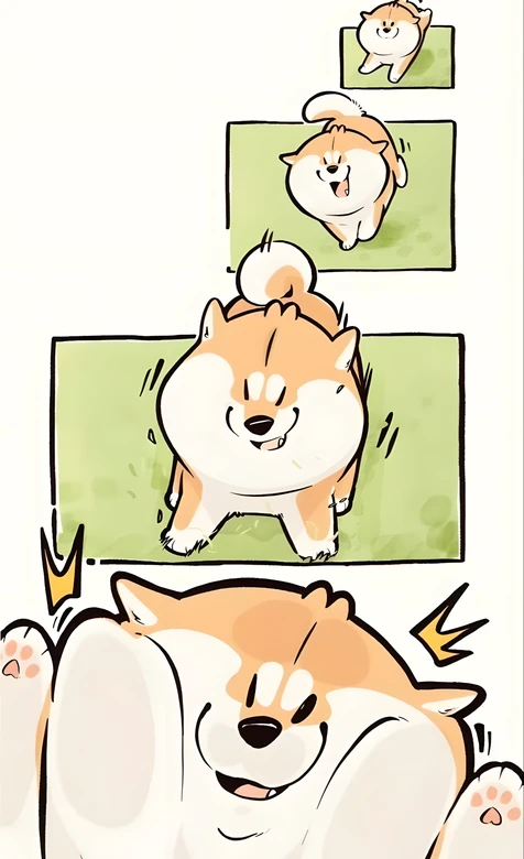 柴犬·萌趣奔扑 治愈国漫风 高热度萌宠壁纸