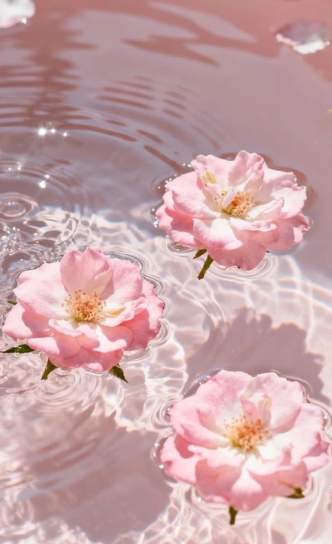 粉色花朵水波纹·唯美清新治愈系手机壁纸