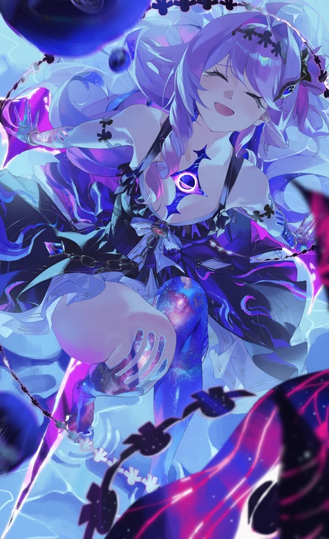 紫发星空纹少女·暗黑唯美风 二次元幻想壁纸
