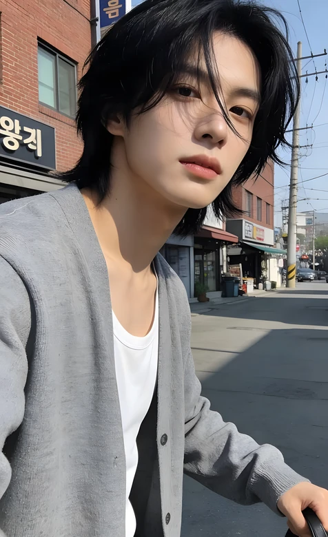 韩系中长发帅哥·简约穿搭 街头清新风 热门手机壁纸
