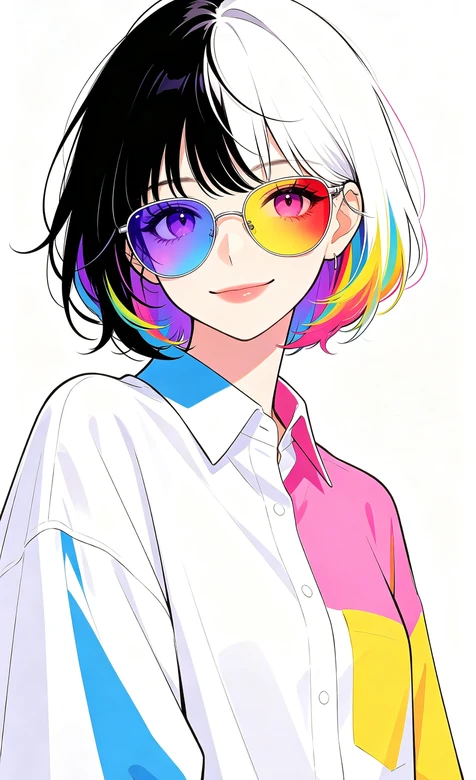 黑白发异瞳少女撞色穿搭 高清全面屏锁屏